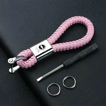 

Leather Hand Woven Keychain Metal key rings Chains Car Key Holder For OPEL Corsa Insignia Astra Antara Meriva car logo keychain