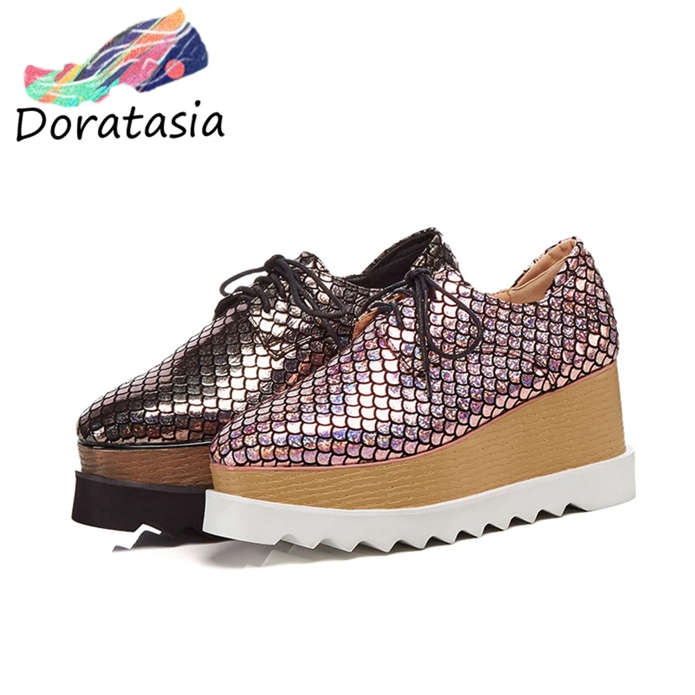 

fashion big size 42 kid suede leather wedge flat platform shoes woman casual spring flats leisure sneakers shoes women