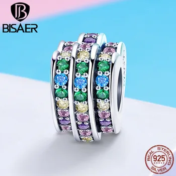 

New Fashion Jewelry 925 Sterling Silver Colorful Rainbow Heart Charms Beads fit Bracelets & Bangle DIY Jewelry Making HSC725