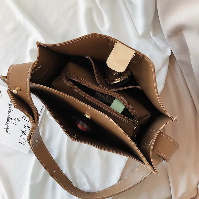 Fashion PU Leather Shoulder Bags Woman Brand Handbags Women Bucket Bags Designer Messenger Bag High Quality Women Mujer Bolsas