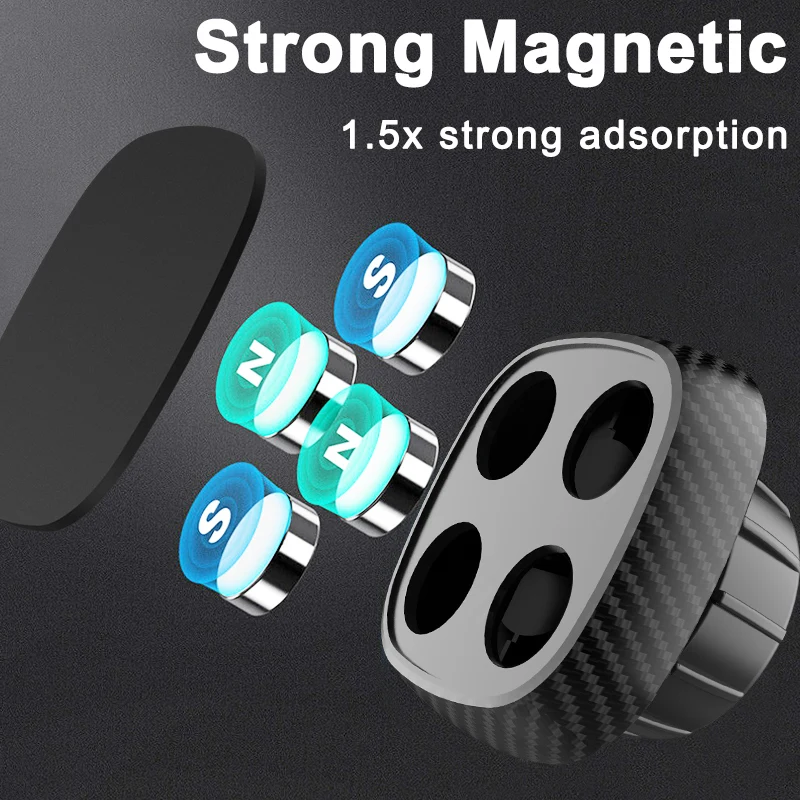 Supporto magnetico per telefono da auto per bocchetta dell'aria, nero