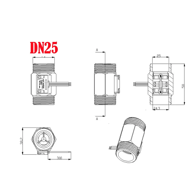 Water Flow sensor Hall Sensor Switch Flow Meter DN25 brass water meter Industrial turbine flowmeter 1 Inch water flow sensor