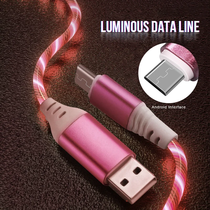 Новый цветной светодиодный светящийся зарядный USB кабель типа C для Android Micro iPhone X