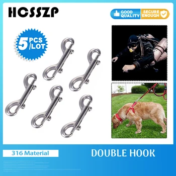 

5PCS Marine Stainless Steel 316 Double End Bolt Snap Clips 90mm 100mm 115mm Heavy Duty Snap Hook For Sucba Diving Pet Chain