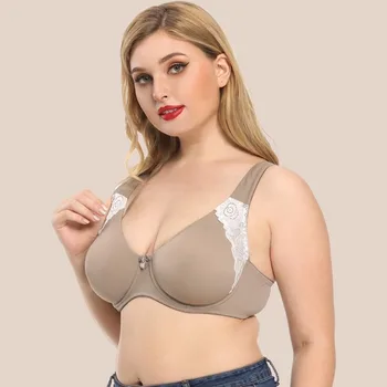 

Sexy Lace Embroidery Cotton Lingerie Top for Women Breathable Bra Underwire Bralette C D Cup Plus Size Brassiere 90 100 105