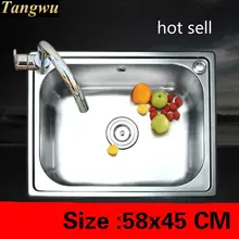 Бытовая Высококачественная кухонная раковина с одним корытом vogue пищевая 304 нержавеющая сталь Горячая Распродажа 58x45 см