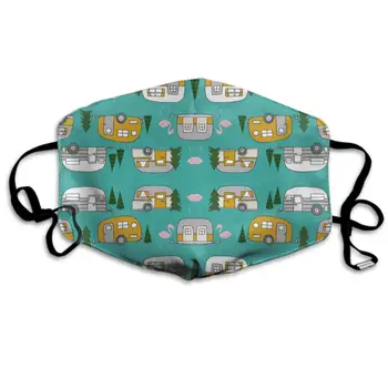

Comfortable Two Layer Dust Mask, Soft Retro Camper Flamingo Face Mask Cover Mouth For Adults And Teens
