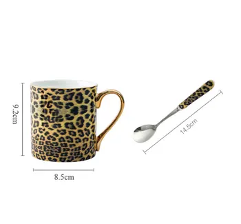 

Personalized Leopard Coffee Mug High Quality Bone China Porcelain Tea Cup Travel Table Office Tumbler Luxury Gift For Boss Wife