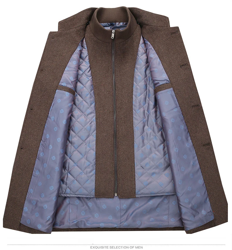 Осенние и зимние новые мужские Длинные шерстяное пальто Повседневная, теплая куртка Толстая мужская верхняя одежда& пальто