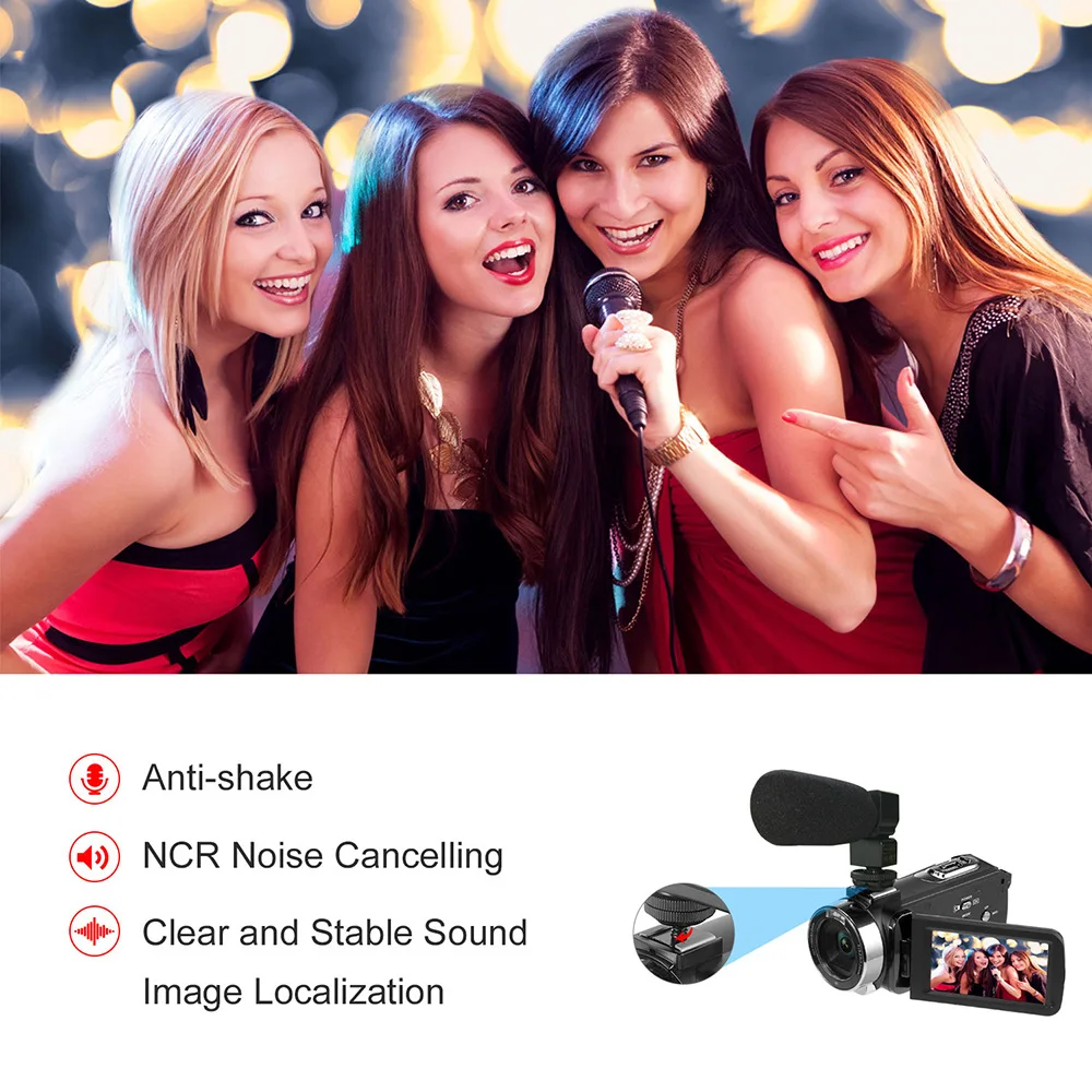 Digital Video Camera YouTube Vlogging Camcorder HD 1080P 30FPS 30MP 16X Digital Zoom 3.0 Inch IPS LCD DV Digital Cameras