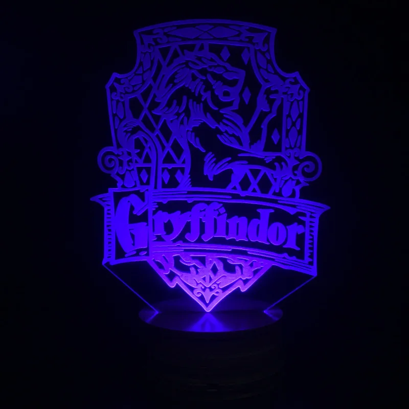 Gryffindor 3D цветной яркий визуальный маленький ночник пульт дистанционного управления Изменение цвета KT-C подарок на день рождения