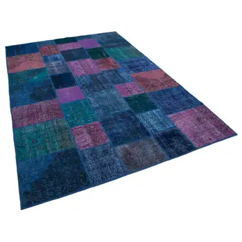 

202x300 Cm Blue Handmade Patchwork Rug-7x10 Ft