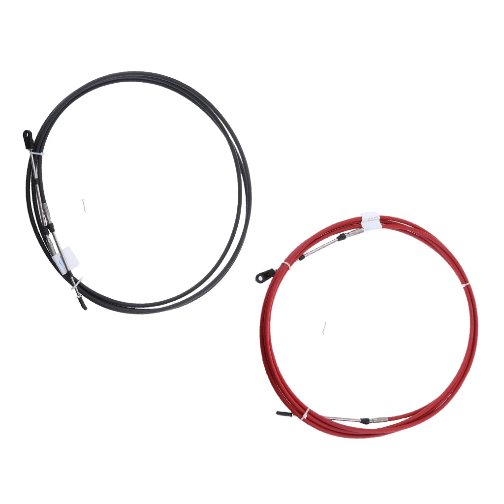 2X Universal Throttle Cable Black FIT FOT Marine Yachts Motor Control Lever- 8 FT