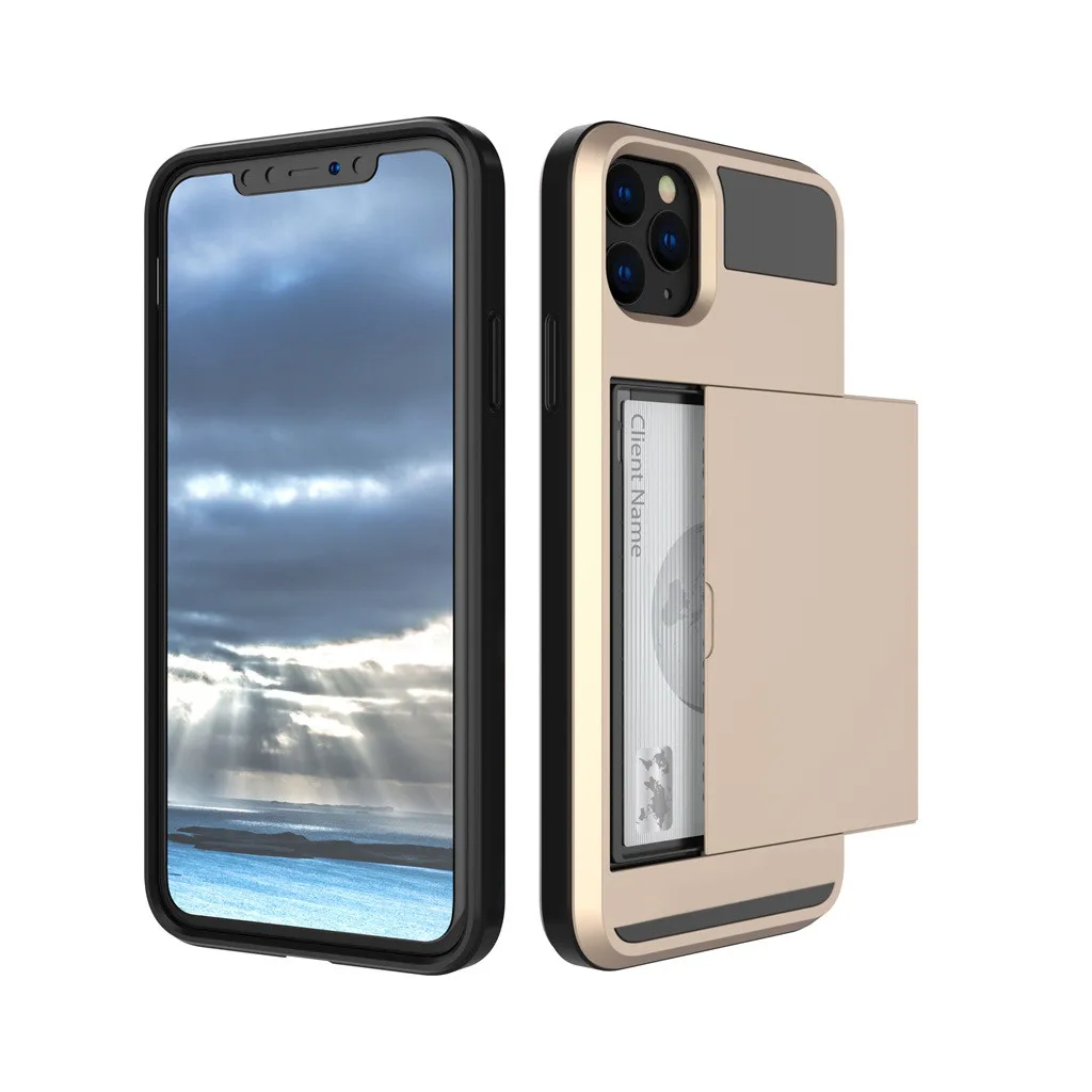 Чехол для телефона, чехол со слотом для карт для iPhone 11 Pro, 5,8 дюймов, чехол-кошелек s, мягкий ТПУ, Жесткий ПК, 2 карты, совместимые с беспроводным зарядным устройством - Цвет: C
