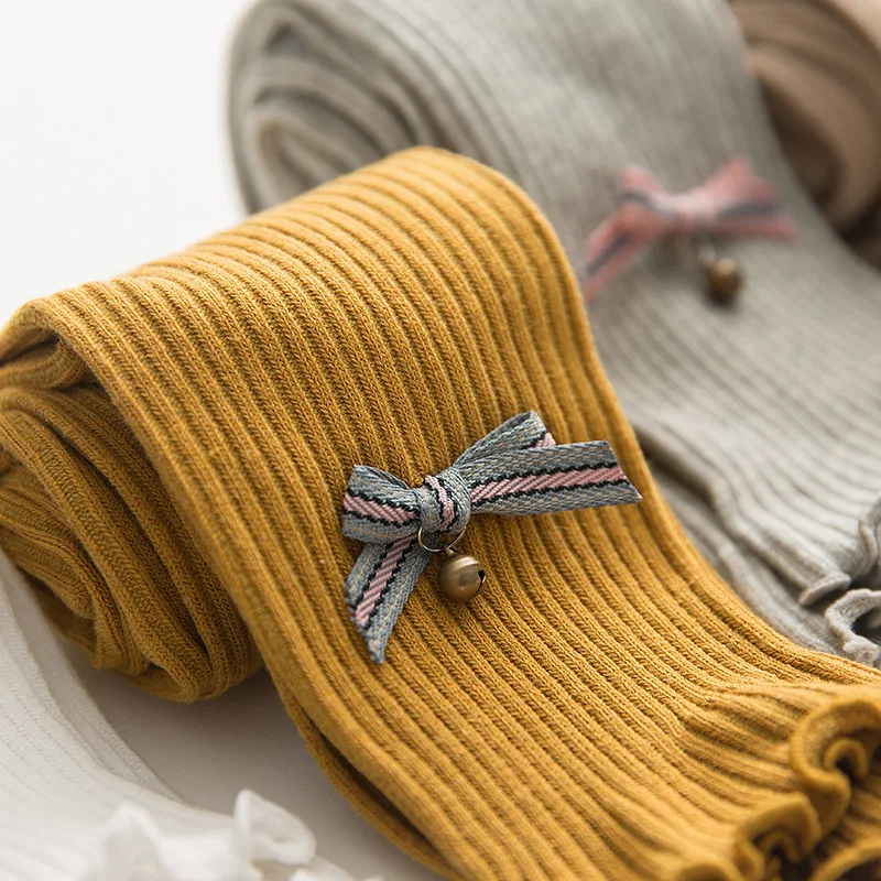 Леггинсы с оборками и бантом для девочек Однотонные теплые детские леггинсы с рисунком гусеницы для девочек