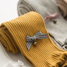 Леггинсы с оборками и бантом для девочек Однотонные теплые детские леггинсы с рисунком гусеницы для девочек