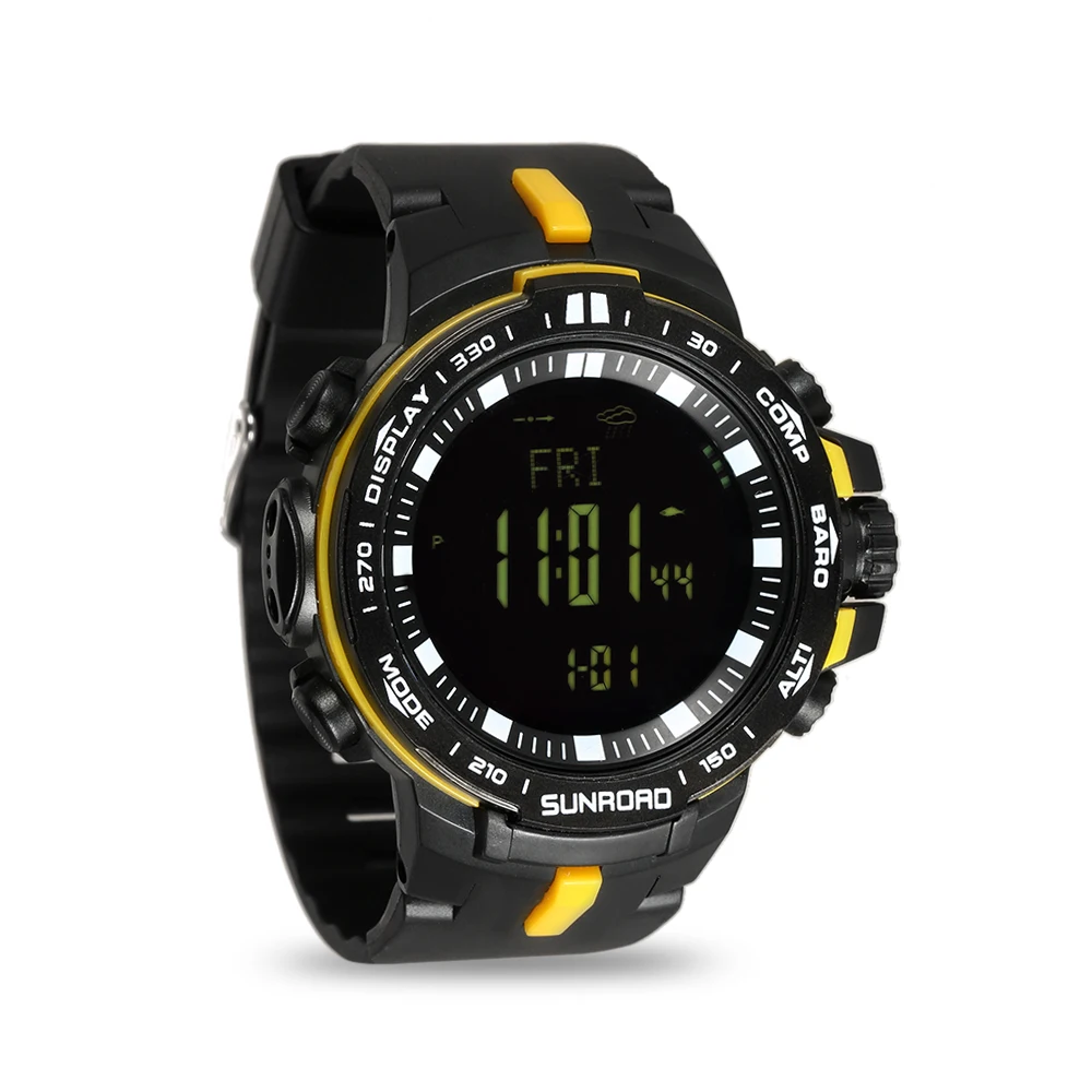 

Outdoor Digital Sport Watch Men 5ATM Water Resistant Altimeter Compass Fishing Barometer Barometer Altimeter Weather Forecast