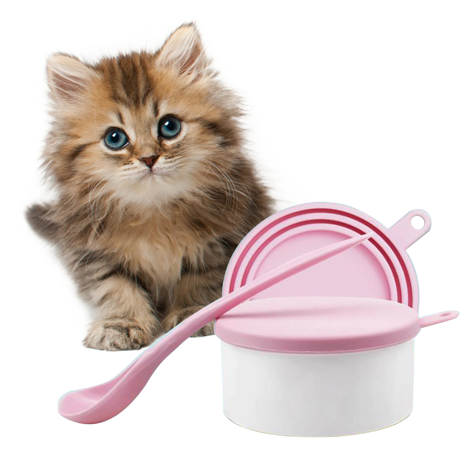 

Pet Food Can Tops With 1 Spoons Silicone Lid Pet Food Can Lids Silicone Reusable Practical Portable Durable Pet Supplies