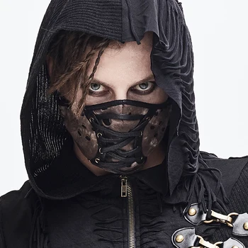 

Fashion Black Devil Mask Gothic Lace Pattern Punk Cotton Adjustable Ear Hook Party Accessories Windproof Gas Mask