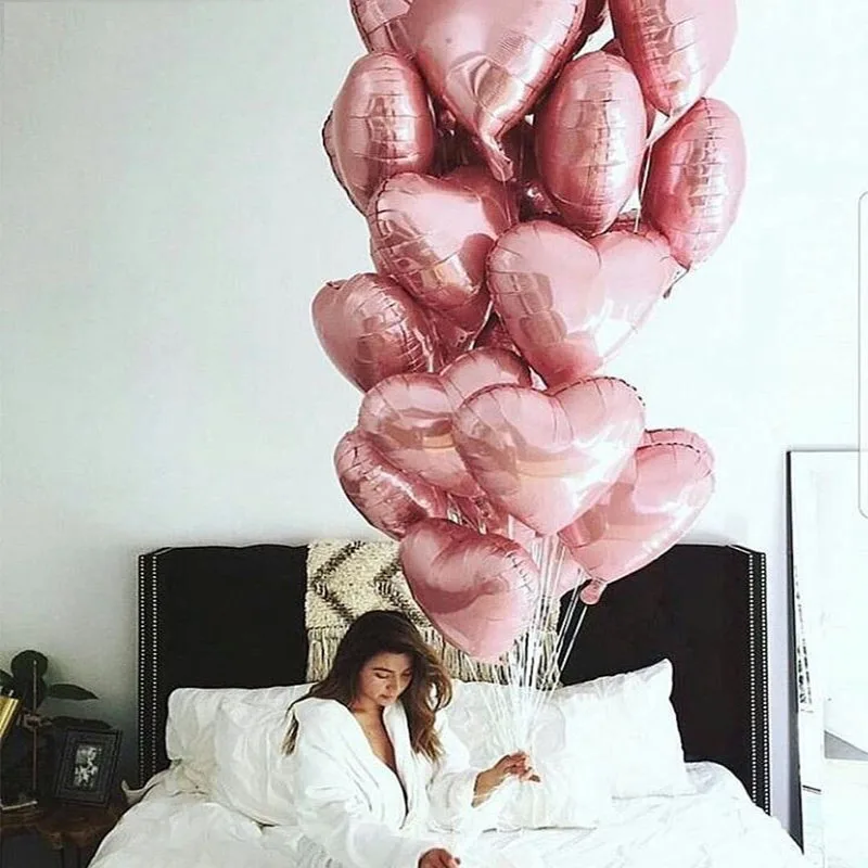 

50pcs 18inch Rose Gold Red Pink Love Foil Heart Helium Balloons Wedding Birthday Party Balloons Valentine's Day Globos Supplies