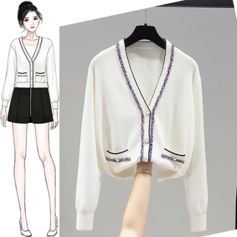 

Autumn and winter 2020 cardigan thin sweater long sleeve V-neck flash edge loose cardigan soft and warm women's coat sweater