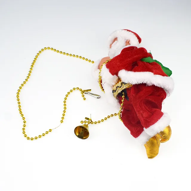 Electric Animated Climbing Santa Claus on Beads Chain Musical Moving Figure Christmas Ornament NSV775 1