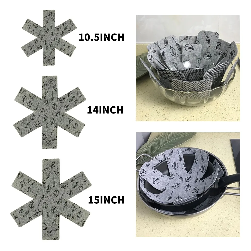  12pcs/set Divider Pads Non-woven Pot and Pan Non-stick Pan Bottom Protection Pad for Table Pots and