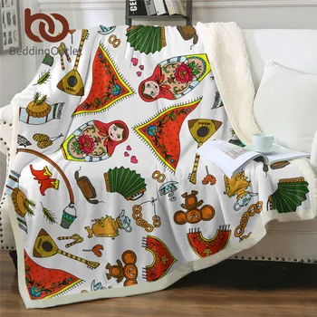 

BeddingOutlet Russian Throw Blanket Folk Traditions Blanket For Bed Colorful Fluffy Blanket Exotic Culture Sherpa Fleece Blanket
