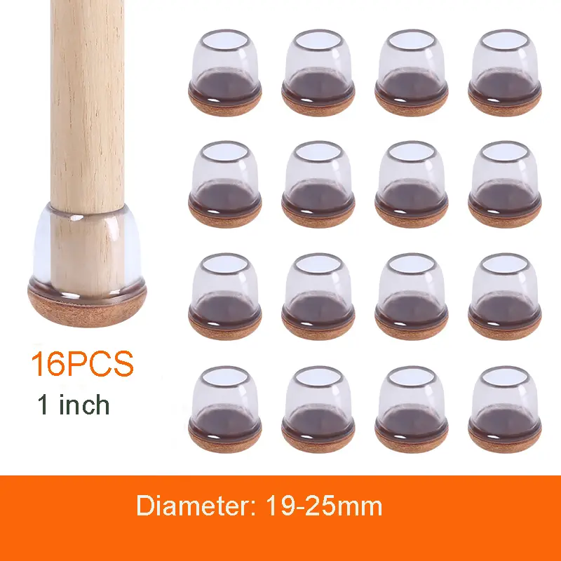16PCS Transparent Table Chair Leg Protectors Caps Round Square for Furniture Foot Legs Cover Floor Protector with Felt Bottom - Image 13