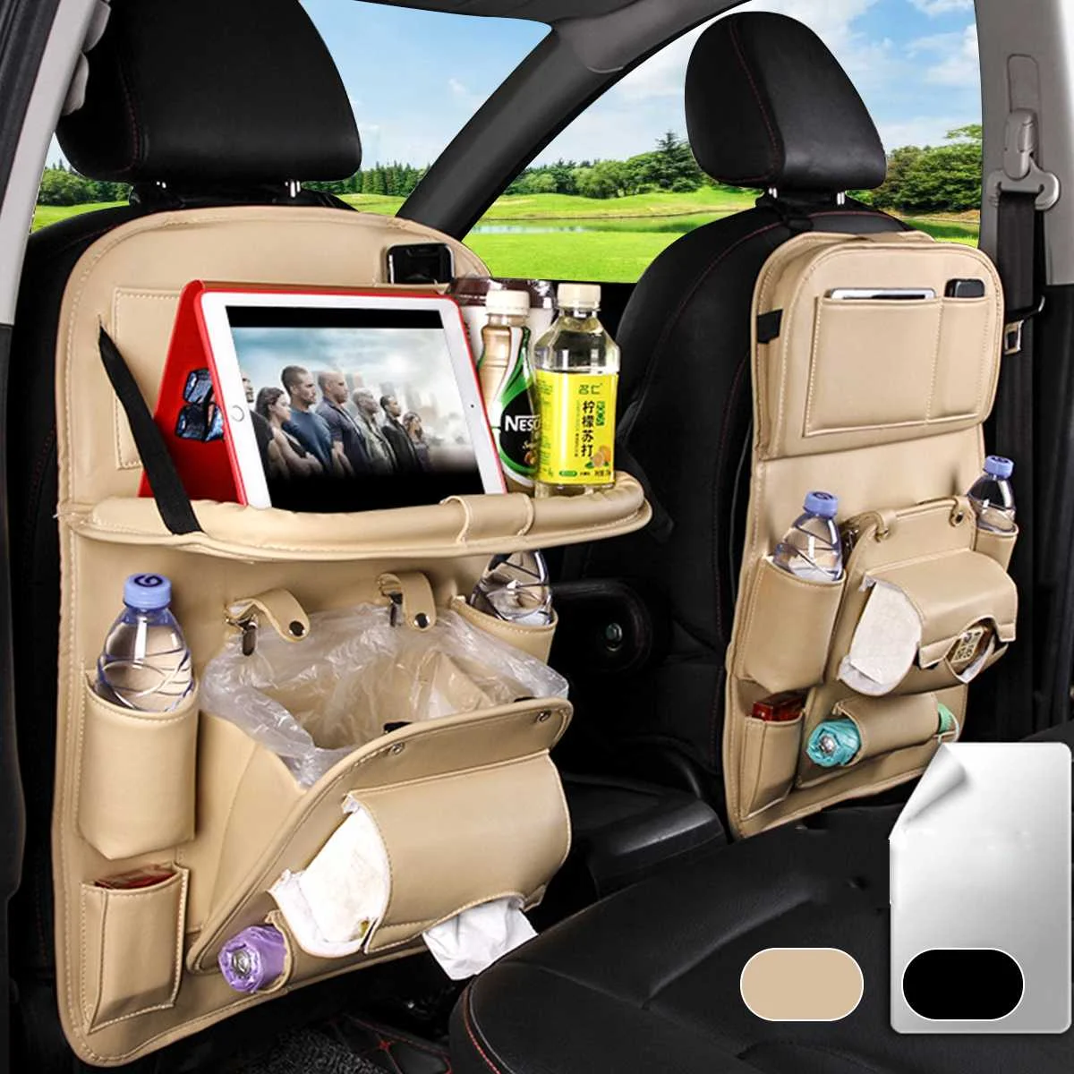 New Trash Can Snap Design Car Rear Seat Back Storage Bag Trunk Bag Organizer Stowing Tidying Interior Accessories Supplies