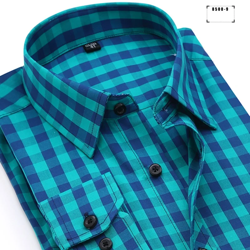 DAVYDAISY Новое поступление Высококачественная Мужская рубашка хлопок с длинным рукавом мужские рубашки в клетку Повседневная деловая рубашка бренд DS344 - Цвет: 8500-9