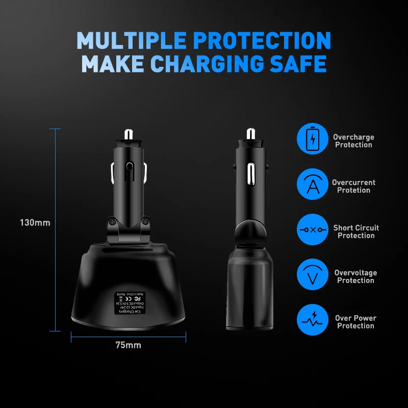 Автомобильный прикуриватель USB разветвитель Разъем конвертер для телефона MP3 DVR 5V
