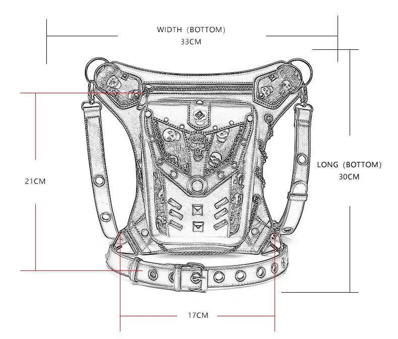 Punk Skull Rivet Waist Bag 2