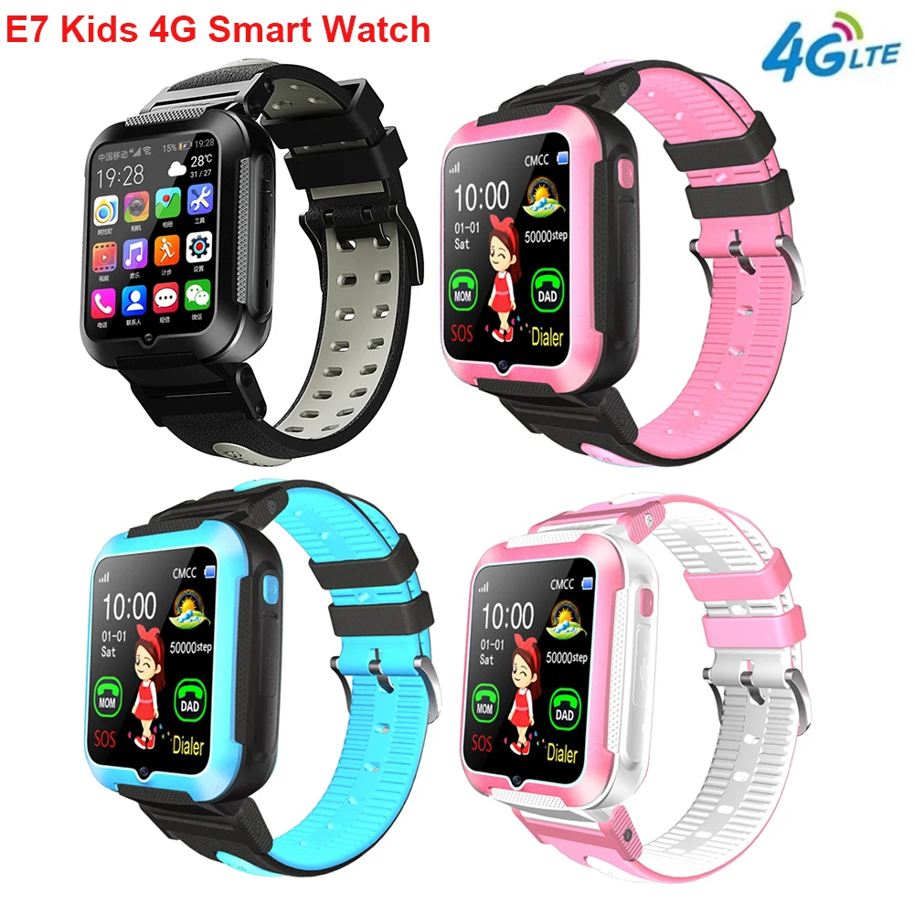 Tanie Najnowszy E7 4G dzieci inteligentny zegarek dziecięcy GPS WIFI śledzenie głosowe rozmowy wideo czat krokomierz Messgae Push dla chłopców Gilrs studentów