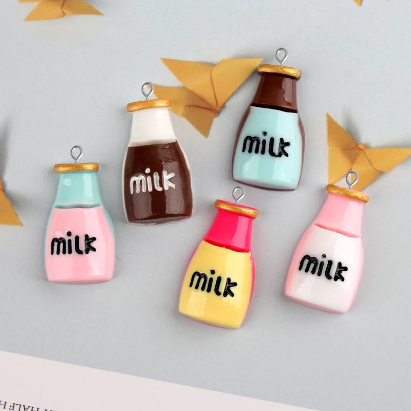 

10pcs 17*30mm Resin milk bottle charms ornament decoration handmade Jewelry making Handicraft Material Mobile diy Accessories