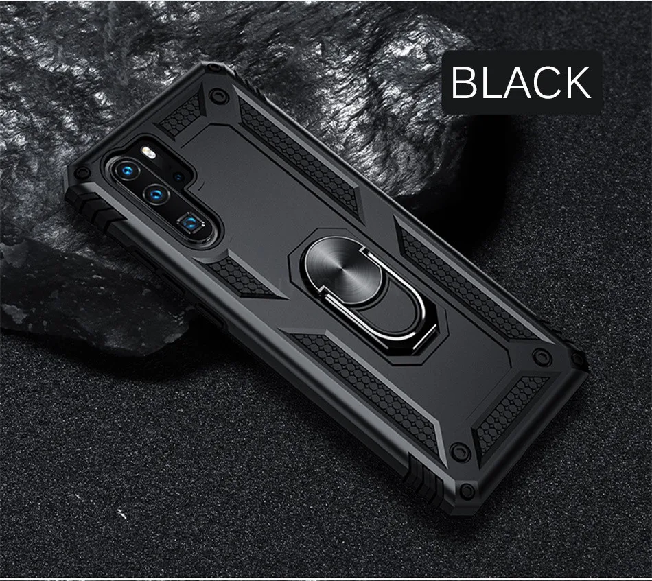 Роскошный защитный металлический чехол Magentic для huawei P30 Honor 10 Lite mate 20X Lite 30 Pro Y7 P Smart противоударный кольцевой чехол для телефона - Цвет: Black