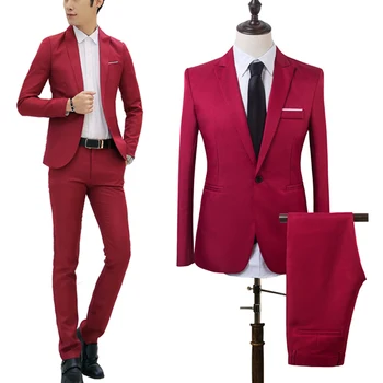

2 PCS Men Slim Fit Formal Business Tuxedos Suit Coat Pants Party Wedding Prom FEA889