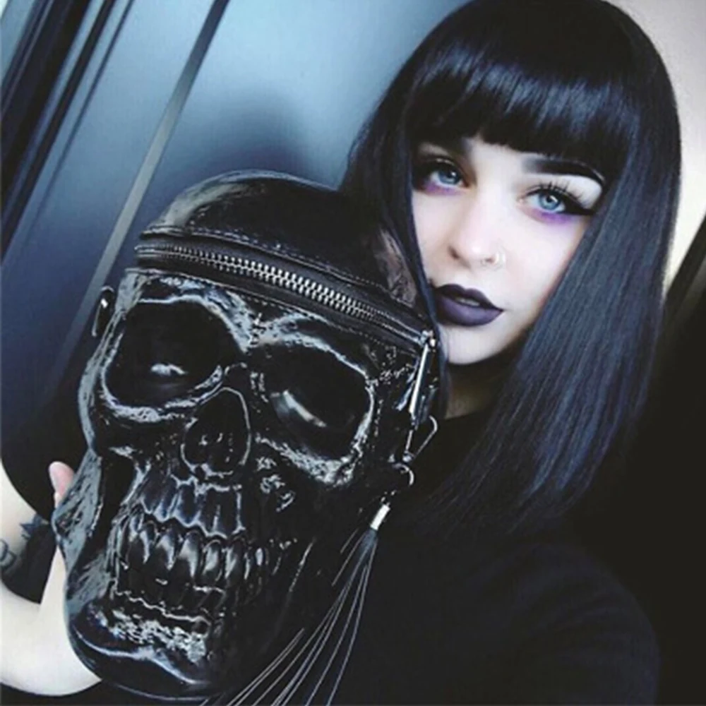 

Women Coin Purses Wallets Funny Skeleton Head Black Crossbody Shoulder Bags Men Money Holders Bags Fashion Designer Skull Bags