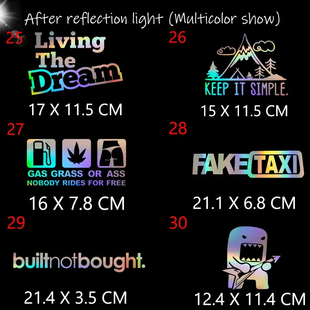 Laser JDM Reflective Stickers Funny Automobile Window Bumper Vinyl Decals Car Accessories