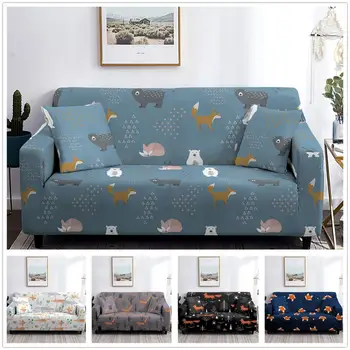 

Cartoon Fox Animal Sofa Cover Elastic Slip-resistant Sofa Covers Couch Cover Stretch Sofa Towel Furniture Decor 1/2/3/4 Seater