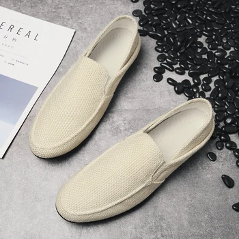 

Plimsolls Men's Classic Breathable Canvas Casual Shoes Male Summer Hemp Slip On Peas Drive Shoes Tenis Masculino Adulto Krasovki