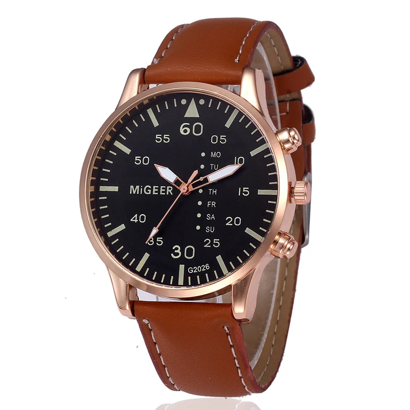 

Migeer Watches Men Sports Watches Leather Band Quartz Watch Men Military Watches Relogio Masculino zegarek meski reloj hombre