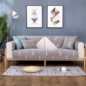 

3D carved flowers Sofa Cover Non-slip Washed Linen Woven Arm Sofa Cushion Sofa Towel Corner Couch covers For Living Room