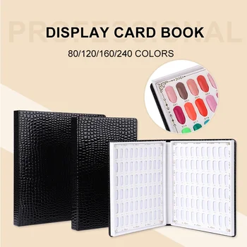 

80/120/160/216/240/308 Nail Display Book Tips Leather Cover Gel Polish Display Chart Salon Tools with False Tips Showing Shelf