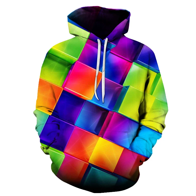 Creative color stereo jelly 3D digital print hoodie autumn men fashion hot hooded shirt menwomen fashion pocket hooded pullover