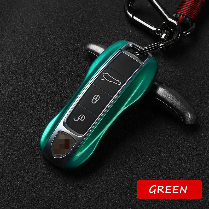 Высококачественный чехол для ключей из углеродного волокна для Porsche Macan 911 Panamera Cayenne, Сменные аксессуары - Название цвета: green