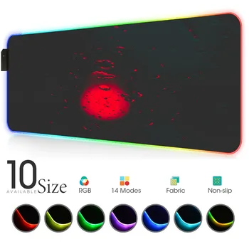 

Glow RGB Mouse Pad Black and red Gamer Accessories Large LED MousePad Gaming PC Desk Play Mat with Backlit Rubber computer Mat