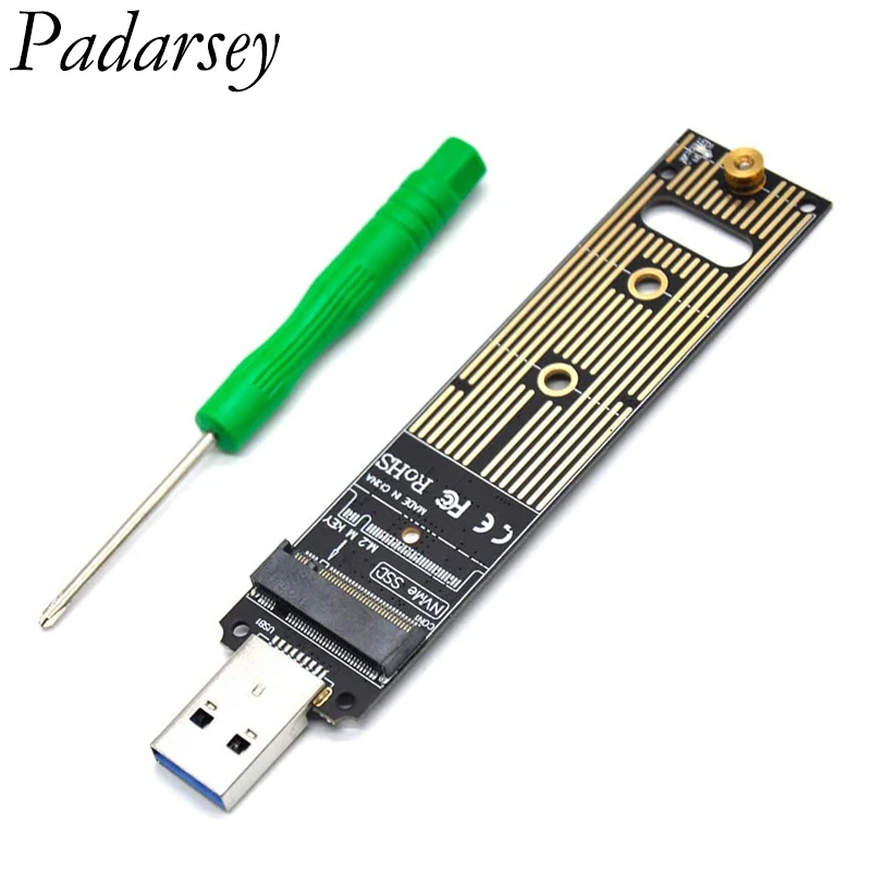 

Адаптер Padarsey M.2 NVME USB 3,1 M-Key для USB кардридера USB 3,1 Gen 2 мостовой чип с 10 Гбит/с Samsung 950/960/970 Evo/Pro