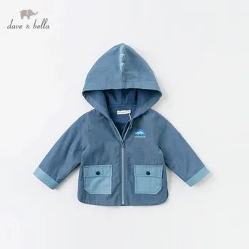

DBX12614-1 dave bella baby boy jacket handsome children fashion outerwear kids denim blue contton