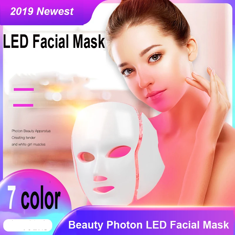 

Newest 2019 Beauty Photon LED Facial Mask Therapy 7 colors Light Skin Care Rejuvenation Wrinkle Acne Removal Face Beauty Spa